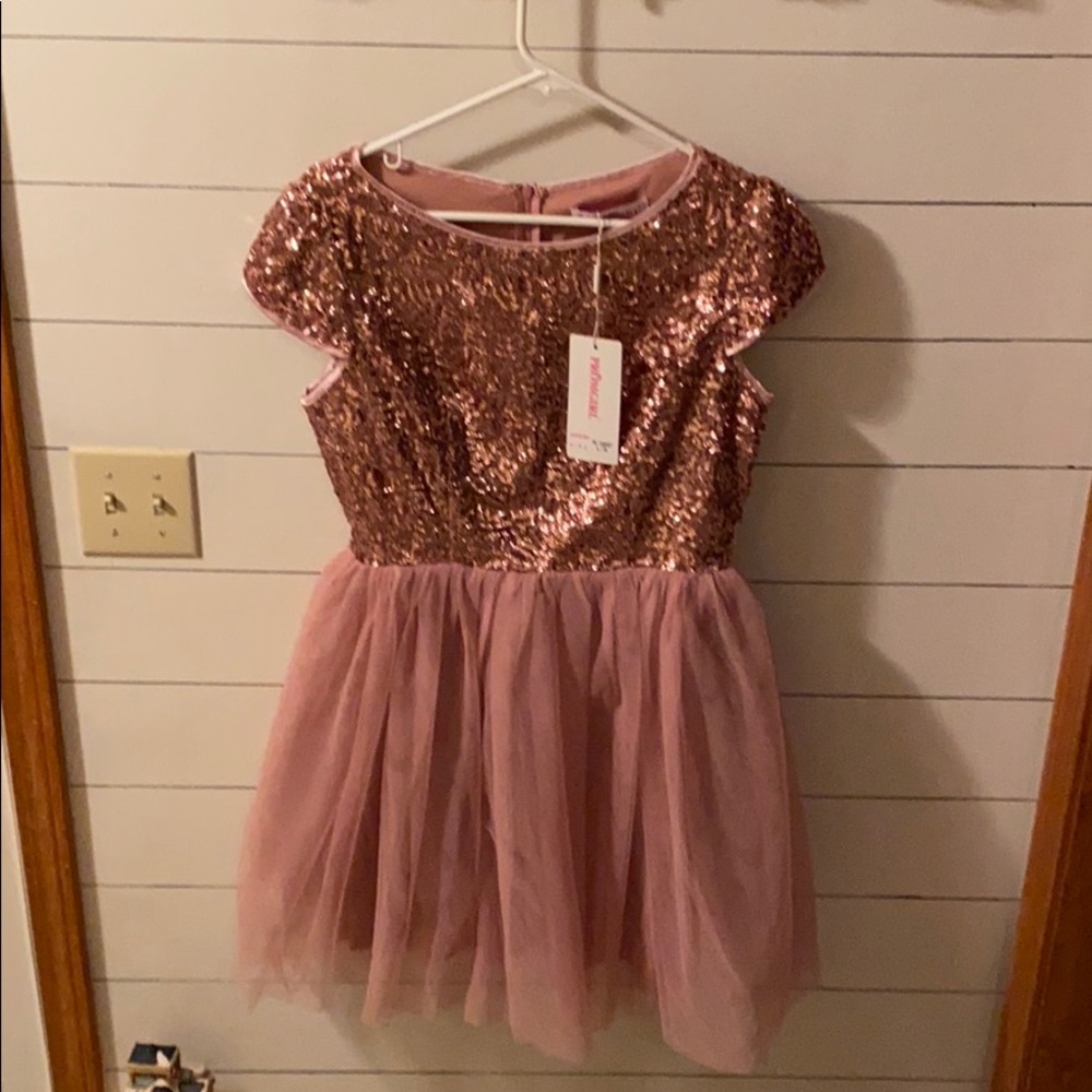 Sequin dusty pink short formal dress